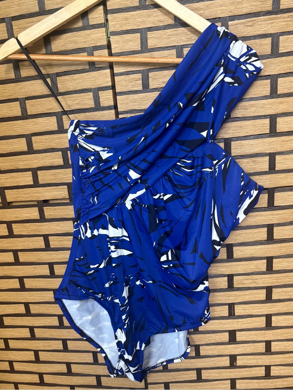 Magicsuit blue and black one shoulder one piece swimsuit size 10